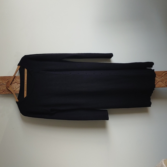 Long black cardigan or dress, with beautiful lace detail at hem. - Picture 1 of 4